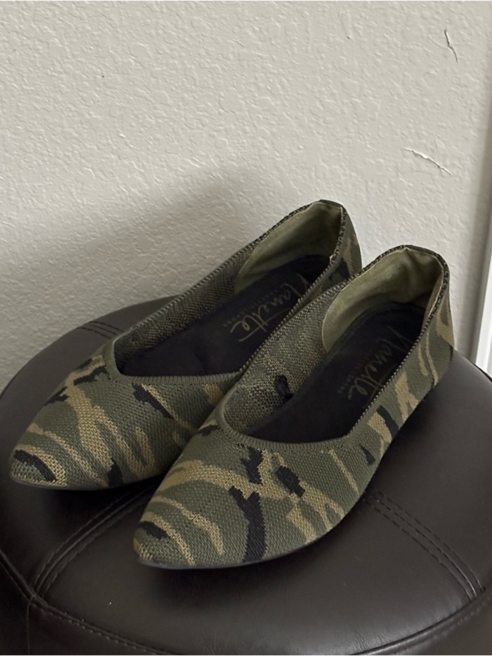 Nanette Lepore Green Camouflage Pointed Toe Flats